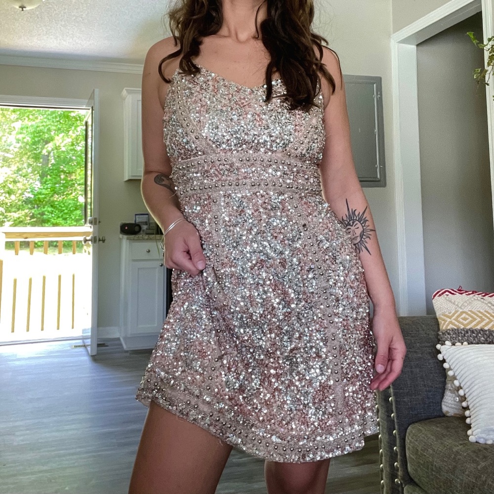 Vintage MacDuggal Beaded Sequin Cocktail Dress
